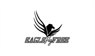 Tyylitelty kotkasiluetti, alla teksti: 'Eagle fly free'